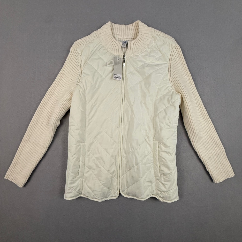 Craft & Barrow Jacket Women's Petite‎ Medium Quilted Knit Zip Front Coatigan New
